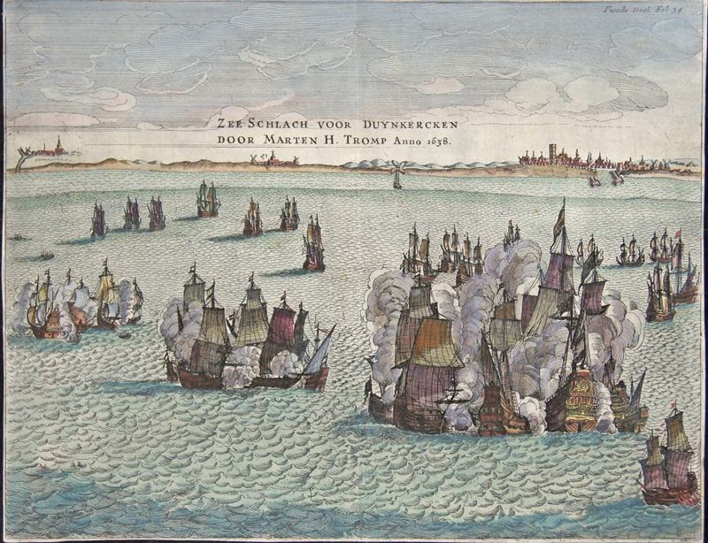 Zee Schlach voor Duynkercken Door Marten H. Tromp Anno 1638.