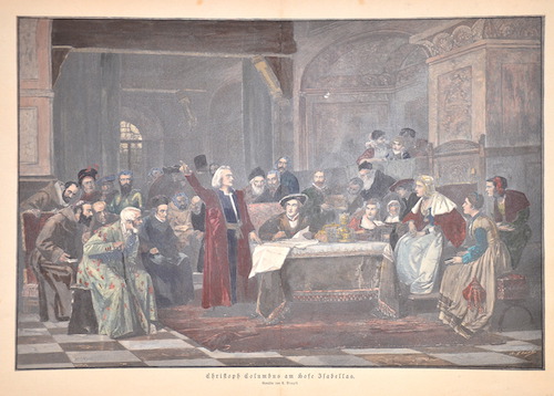 Christoph Columbus am Hofe Isabellas. Gemälde von V. Brozik.