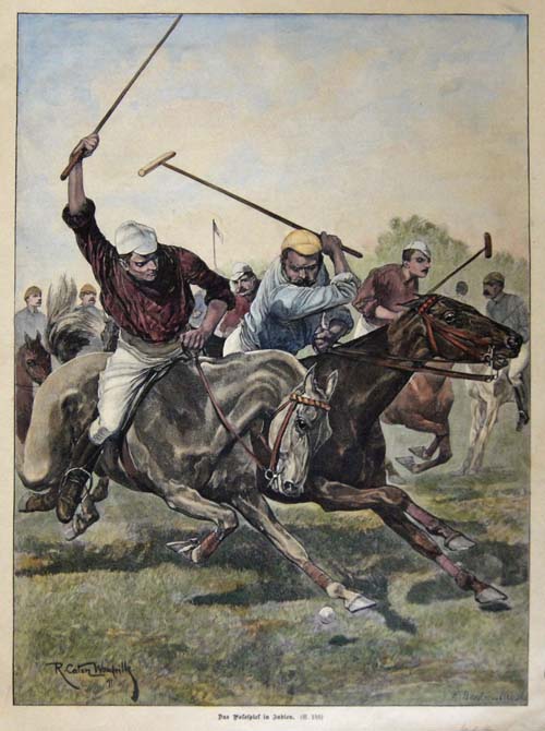 Das Polospiel in Indien.