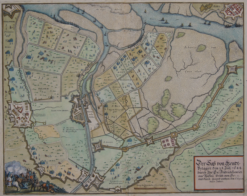 Der Sass von Gent belägert den 28. Juli 1644. Durch ihr Ex. Friedrich Henrich von Nassau Prinz von Or. Et und durch Accord erobert den 6. Sept…