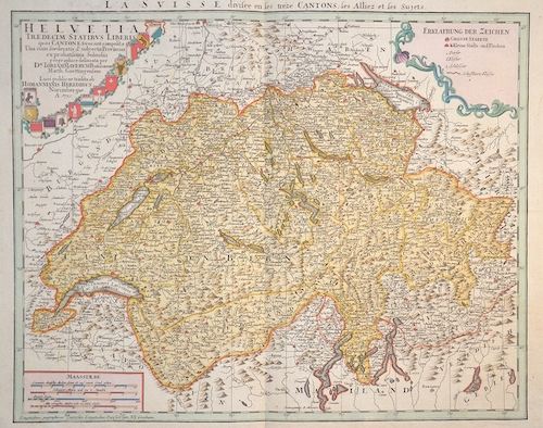 La Suisse divisee en ses treze Cantons, ses Alliez et ses Sujets