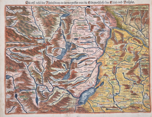 Die erst tafel des Rheinstroms/in der vergriffen wirt die Eidtgnoschafft/das Elsass und Brisgoew.