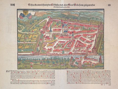 Wahre abcontrafehtung der Löblichen und alten Statt Solothurn/gelegen in der Eydtgnoschafft an der Aar.