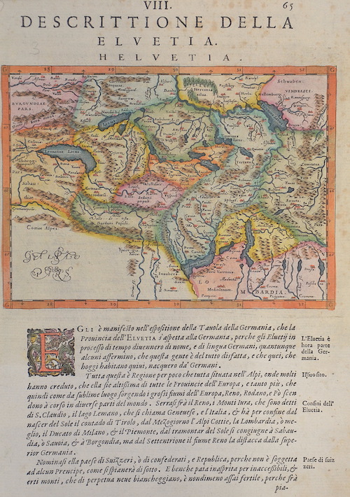 VIII. Descrittione della Elvetia. Helvetia.