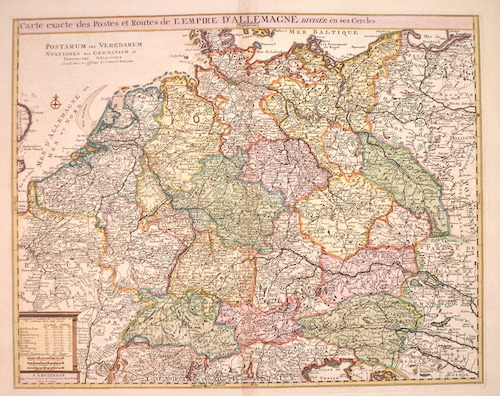 Carte exacte des Postes et Routes de L´Empire de Allemagne divesee en ses Cercles
