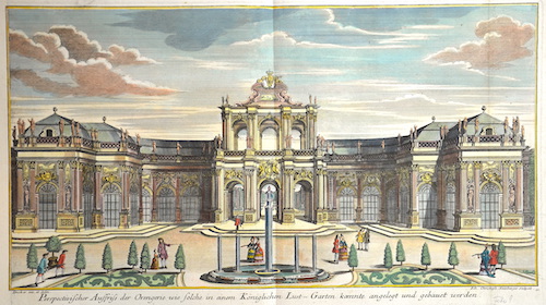 Perspectivischer Auffriss der Orengerie wie solche in einem Königlichen Lust-Garten coente angelegt und gebaut werden