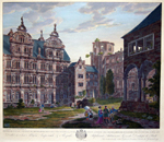 Erste Ansicht des Heidelberger Schlosses von Innern des Hofes aus