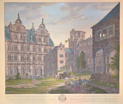 Erste Ansicht des Heidelberger Schlosses von Innern des Hofes aus