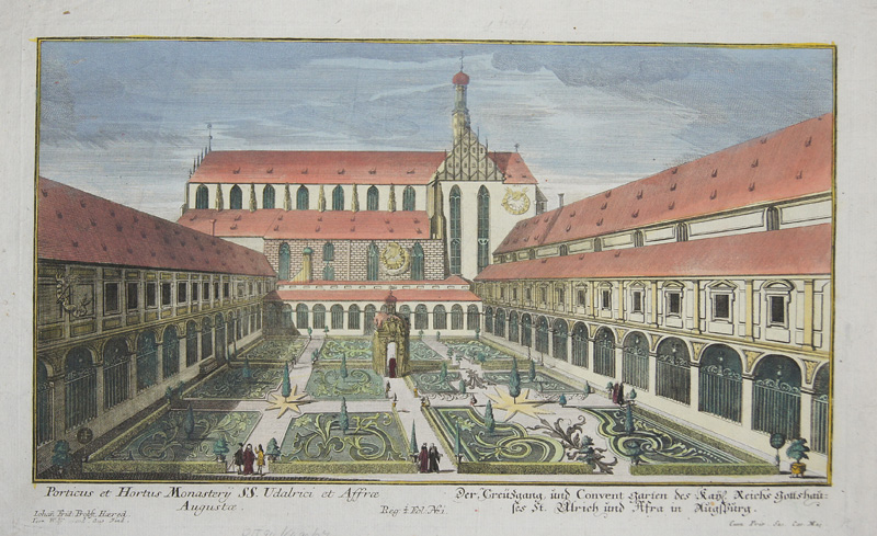 Der Greüzgang, und Convent Garten des Kayl. Reichs Gottshauses St. Ulrich und Afra in Augspurg. Porticus et Hortus Monastery SS. Udalrici et Affrae..