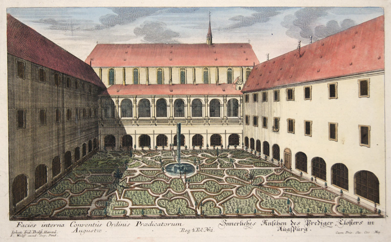 Innerliches Ansehen des Prediger Closters in Augspurg. Facies interna Conventus Ordinis Praedicatorum Augustae.