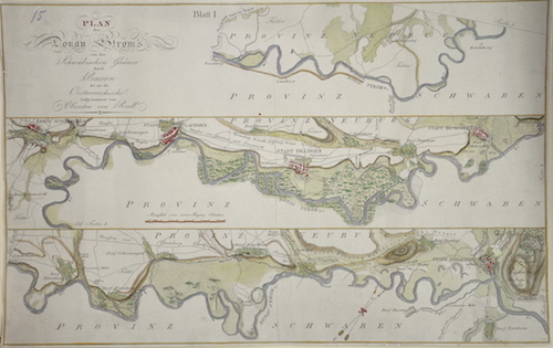 Plan des Donau Strom’s von der Schwäbischen Gränze durch Baiern bis an die Oesterreichische. Aufgenommen vom Obersten von Riedl