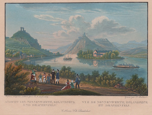 Ansicht von Nonnenwerth, Rolandseck und Drachenfels. / Vue de Nonnenwerth, Rolandseck et Drachenfels.