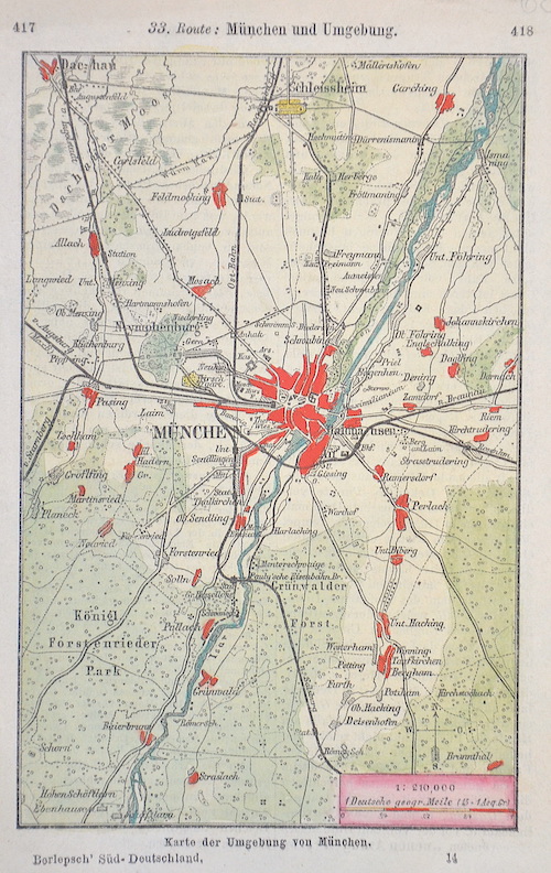 Karte der Umgebung von München.