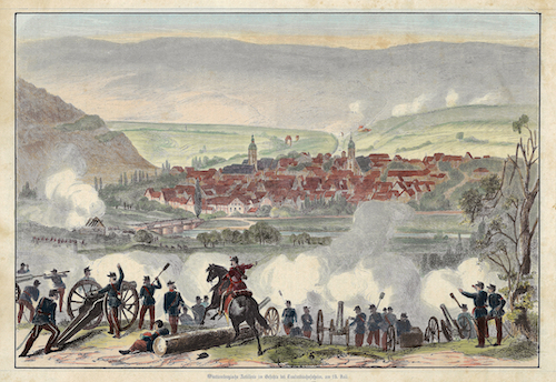 Württembergische Artillerie im Gefechte bei Tauberbischofsheim, am 24. Juli.