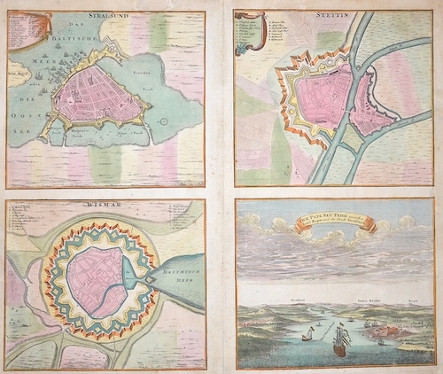 Stralsund / Wismar / Stettin / Der Pass Neu Fehr zwischen der Insul Rügen und der Stadt Stralsund.