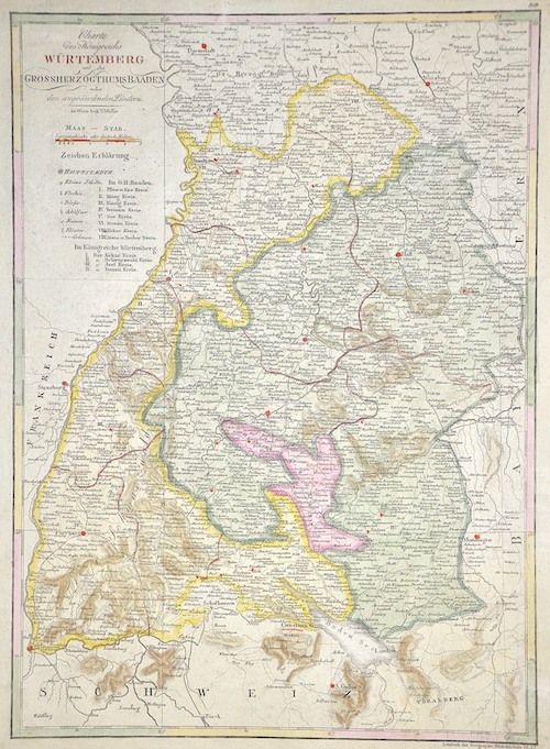 Charte des Königreichs Würtemberg und des Grossherzogthums Baaden nebst den angränzenden Ländern.