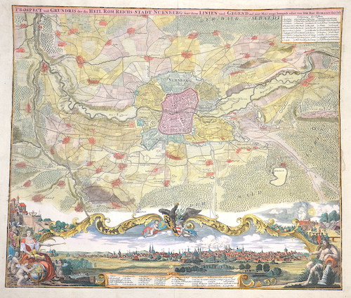 Prospect und Grundris der des Heil. Röm. Reichs-Stadt Nürnberg samt ihren Linien und Gegend auf eine Meil wegs herumb.