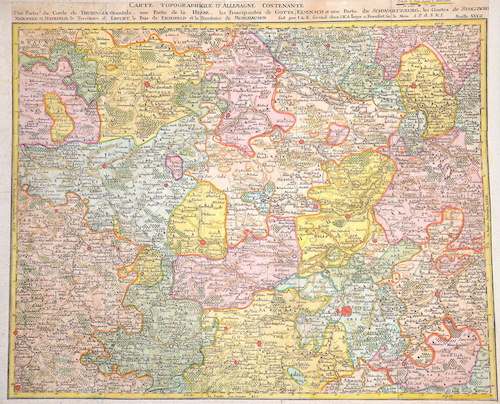 Carte Topographique D’Allemagne Contenante une Partie du Cercle de Thuringen Orientale, les Principautés de Gotta, Elsenach und Partie du Schwarzburg