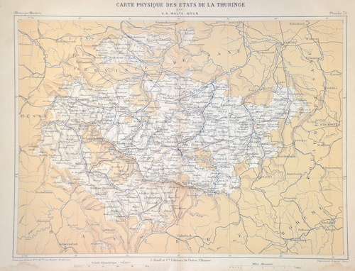 Carte Physique des etats de la Thuringe