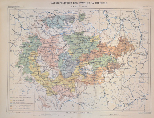 Carte Politique des etats de la Thuringe.