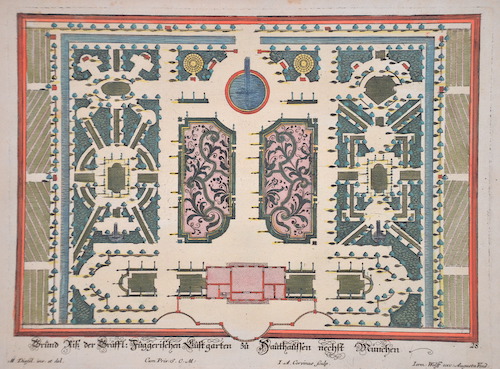 Grund Riß der Gräffl. Fuggerischen Lustgarten zu Hauthaussen nechst münchen. 28