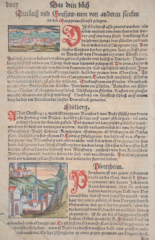 Durlach und Gotzaw item von anderen flecken in der Marggraveschafft gelegen./ Pfortzheim. / Marggraveschafft Baden.
