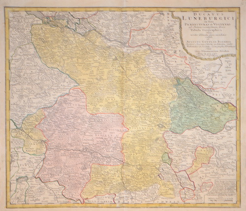 Ducatus Luneburgici in suas Praefecturas et Vogteyas ad Statum recentissimum divisi Tabula Geographica..