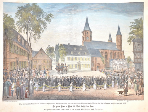 Zug der protestantischen General-Synode zu Kaiserslautern aus der dortigen kleinen Stadt-Kirche in die grössere, am 2. August 1818.
