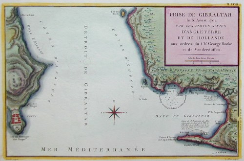 Prise de Gibraltar le 5 aust 1704. Par les flotes unies d´Angleterre et de Hollande