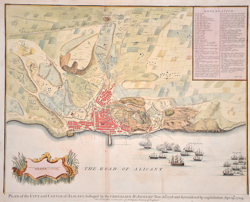 Plan of the City and Castle of Alicant, besieged by the Chevalier d’Asfeldt Nov. 30th.1708 and furrendered by capitulation Apr. 19th. 1709.