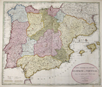 Carte General des Royomes d’Espagne & Portugal.  Avec les principales Divisiones.
