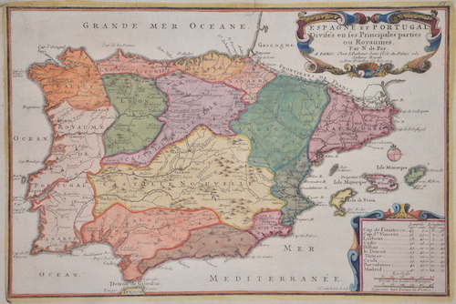 Espagne et Portugal Divises en ses Principales parties ou Royaumes.