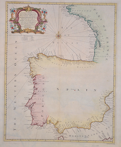 A correct Chart of the Bay of Biscay, Part of the Western Ocean & Mediterranean Sea Describing the Coasts of Spain and Portugal with Part of France.