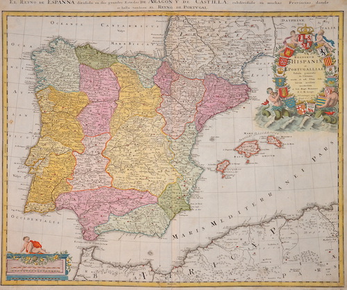 Regnorum Hispaniae et Portugalliae / El Reyno de Espanna dividido en dos grandes Estados de Aragony de Castilla…