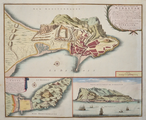 Plan de la Ville de Gibaltar Située au Detroit de ce Nom / Plan de la Ville de Ceuta / Veue de la Ville de Gibaltar.