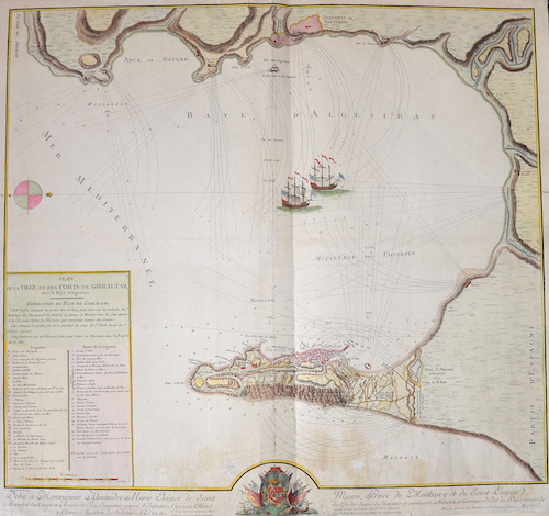 Plan de la Ville et des Forts de Gibraltar, avec la Baye d Algesiras.