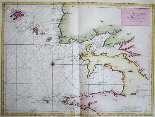 Carte particuliere des costes de Bretagne contenant les Environs de la Rade de Brest