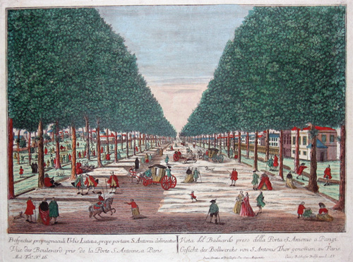 Vue des Boulevard pris de la porte S. Antoine, a Paris/ Gesicht des Bollwercks von S. Antnis Thor genommen zu Paris