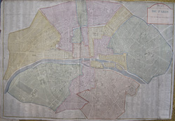 Plan routier de la ville et Fanbourg de paris divise en 12 municipaites 1799 Au 8