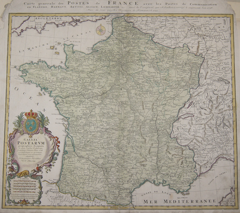 Carte generale des Postes de France avec laes Postes de Communication../ Galia Postarum..
