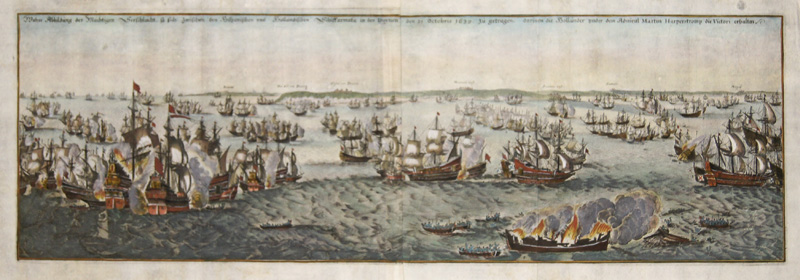 Wahre Abbildung der Mächtigen Seeschlacht so sich zwischen den Hispanischen und Holländischen Schlffarmata in den Duynen den 21. Octobris 1639 zu..