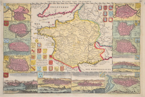 Generale Kaart van Vrankryk. / La France Moderne avec des 12 anciens Gouvernement.