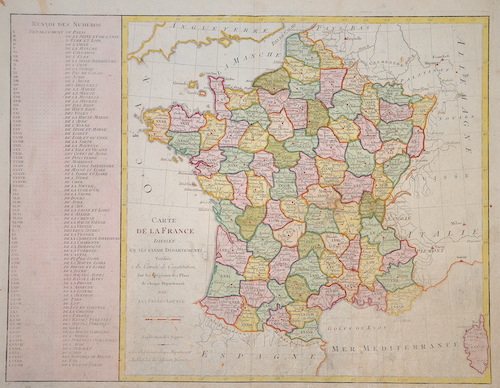 Carte de la France Divisee en ses LXXXIII Departements
