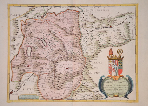 Carte de Savoye et des pais de Genevois, Faussigni, Chablais, Morienne, et Tarantaise Dediee a Monseigneur Henry de Savoye duc Daumale.