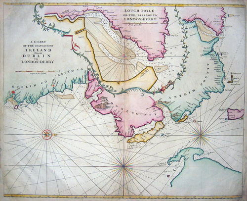 A chart of the seacoasts of Irland from Dublin to London- Derry/ Lough Foyle or the passage to London- Derry