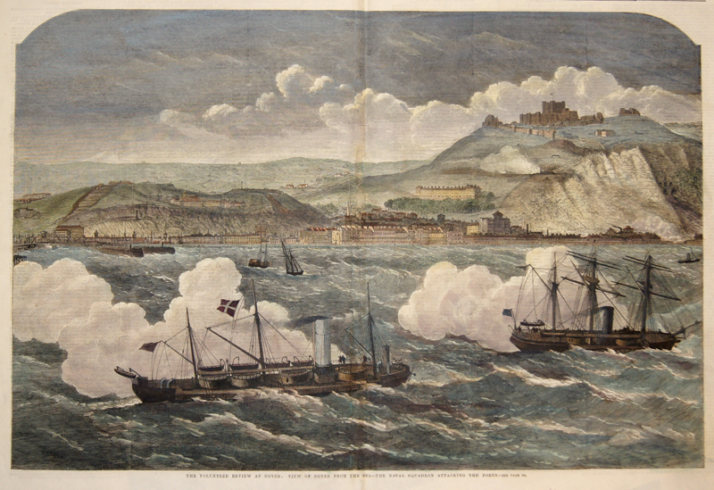 The volunteer review at Dover:  View of Dover from the sea – The naval squadron attacking the forts.