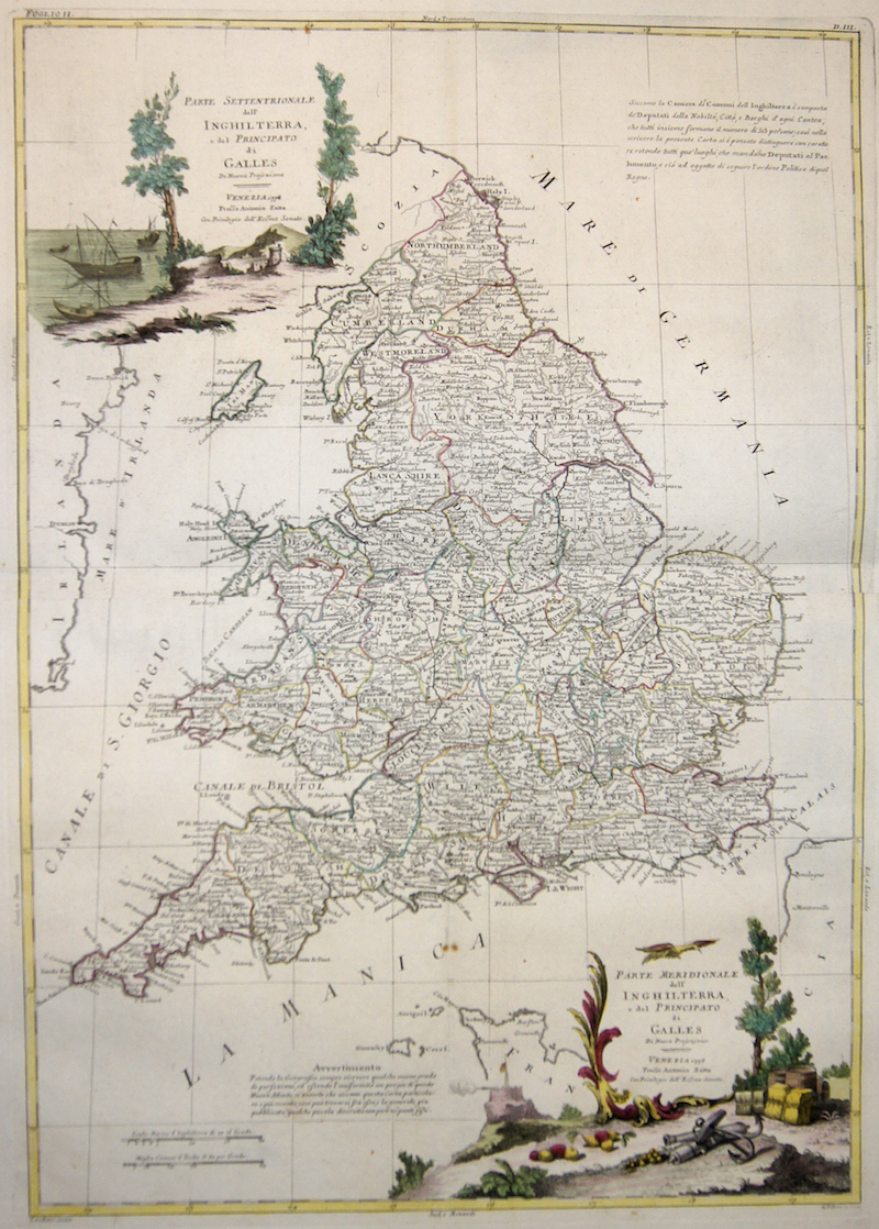Parte Settentrionale dell‘ Inghilterra, e del Principato di Galles / Parte Meridionale dell‘ Inghilterra, e del Principato die Galles
