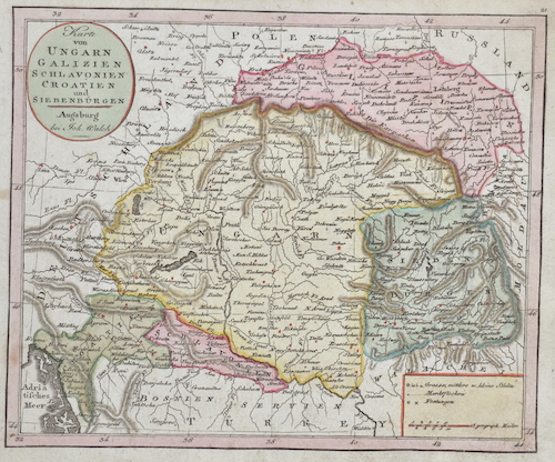 Karte von Ungarn Galizien Schlavonien Croatien und Siebenbürgen.
