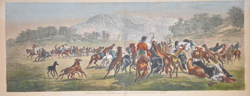 Paturage de Chevaux en Hongrie, d’apres un tableau de M. L. Pietsch, gravure de M. Schmitson.