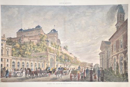 Barrio del Bazar en Buda-Pesth, dibujo por A. Kronstein